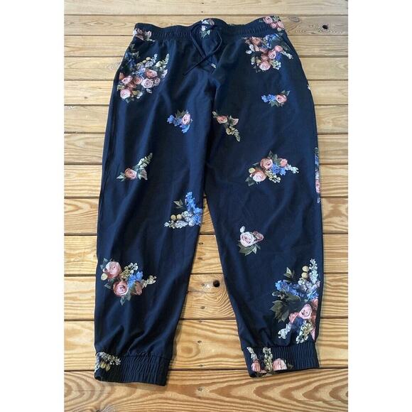 Albion Floral Jogger Pants Size 3XL Women’s Black - Picture 1 of 7